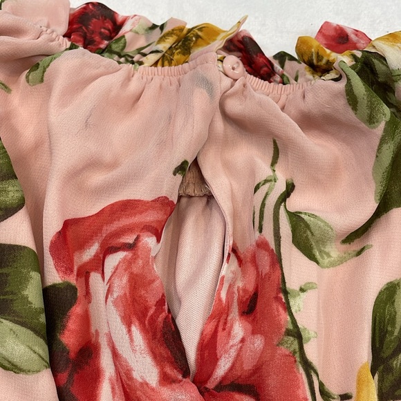 Kate & Lily Petite Floral Ruffles Sleeveless Halter Pink Roses Dress Size 10P - Picture 13 of 16